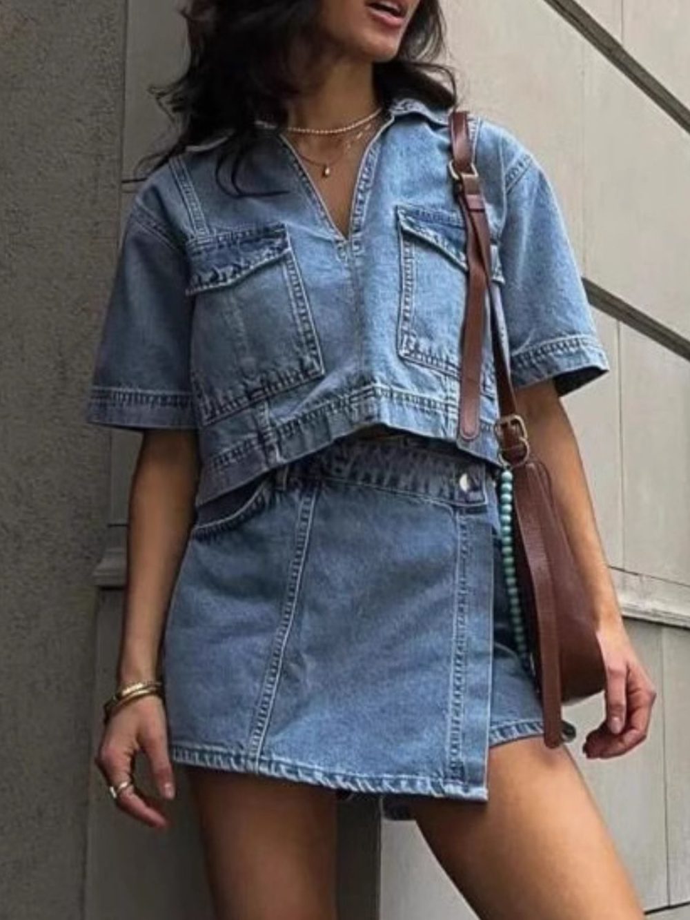 Lumina Top and Skort Denim Set - Image 2