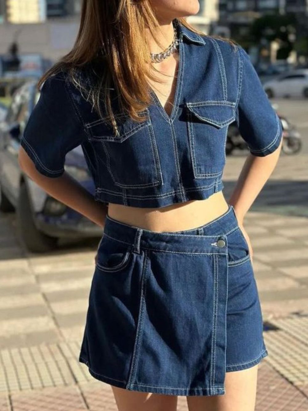 Lumina Top and Skort Denim Set - Image 5